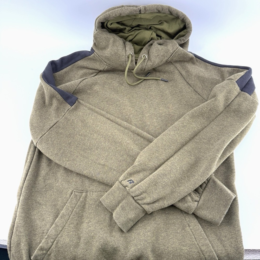 Russell Mens Small 34-36 Premium Fleece Pullover Hoodie Dark Green Warm‎